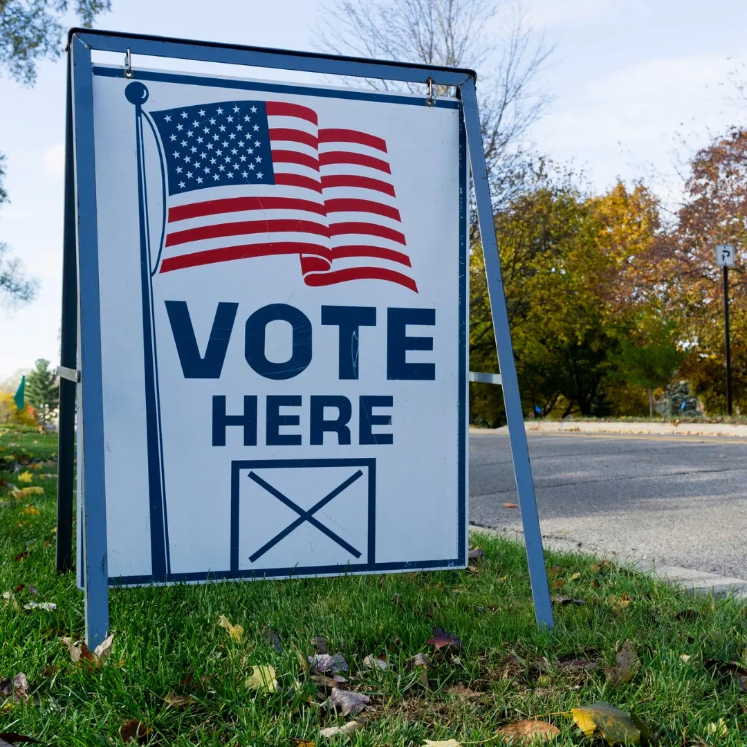 Polling place sign.